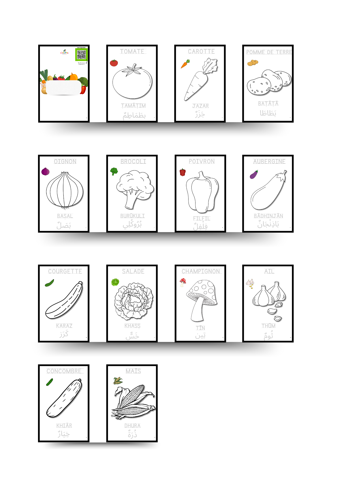 Coloriage et écriture des légumes Dès 2 ans