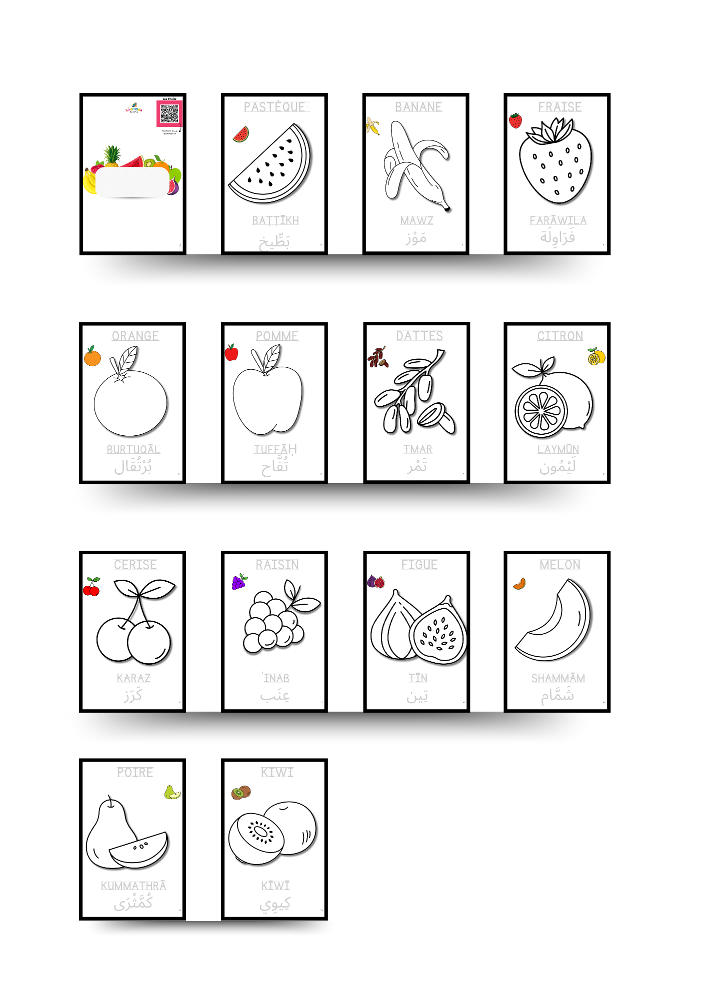 Coloriage et écriture des fruits Dès 2 ans