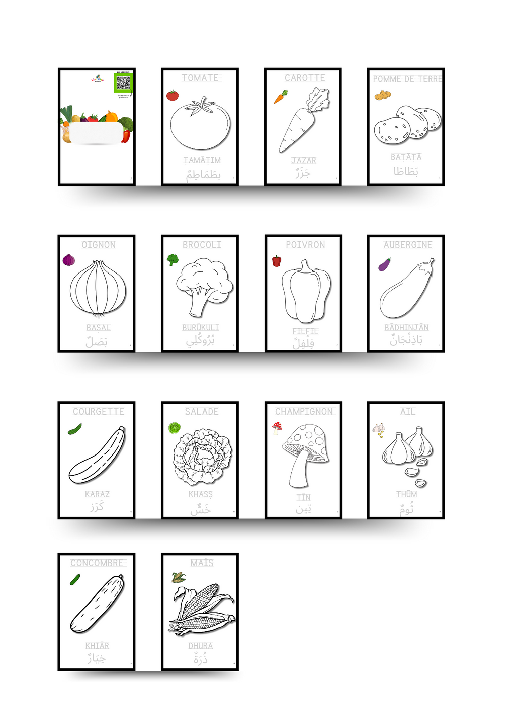 Coloriage et écriture des légumes Dès 2 ans